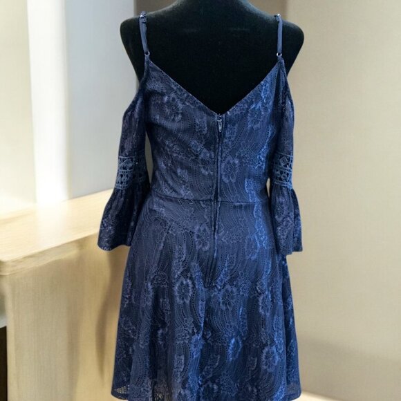 Juniors Navy Blue 3/4 Sleeve Dress - size 11 - Picture 2 of 4